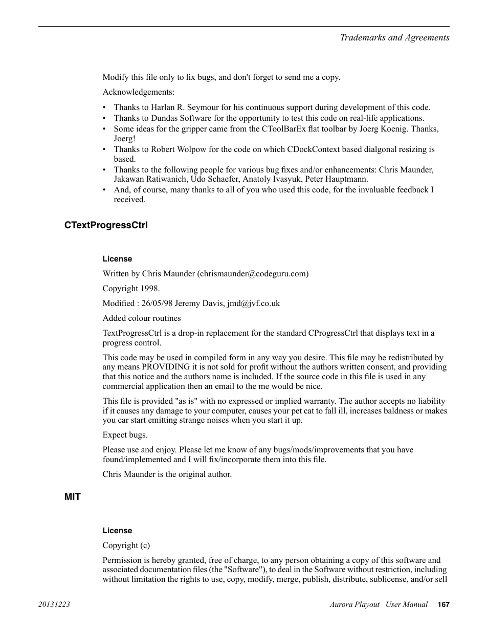 Ctextprogressctrl, Ctextprogressctrl mit | Grass Valley Aurora Playout v.8.1 User Manual | Page 167 / 186