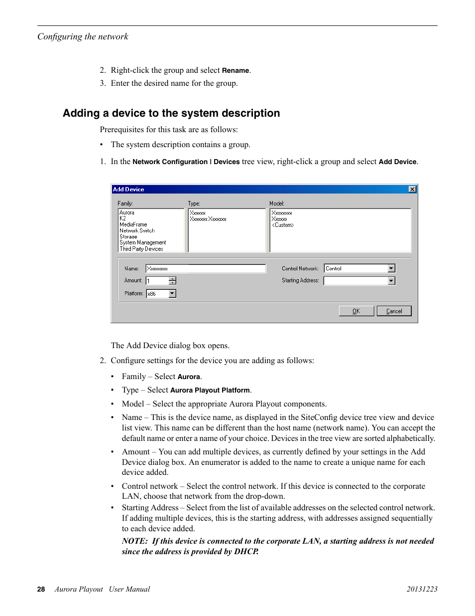 Adding a device to the system description | Grass Valley Aurora Playout v.8.1 User Manual | Page 28 / 186