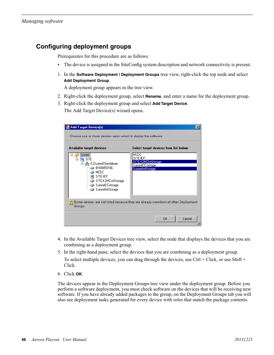 Configuring deployment groups | Grass Valley Aurora Playout v.8.1 User Manual | Page 46 / 186