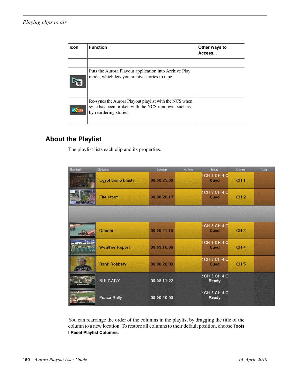 About the playlist | Grass Valley Aurora Playout v.7.0 User Manual | Page 150 / 224