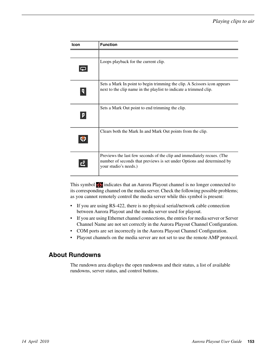 About rundowns | Grass Valley Aurora Playout v.7.0 User Manual | Page 153 / 224