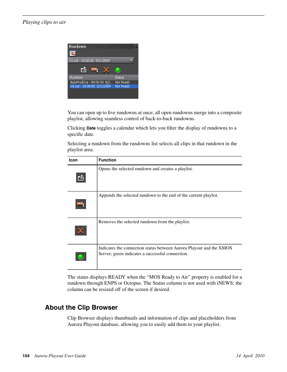 About the clip browser | Grass Valley Aurora Playout v.7.0 User Manual | Page 154 / 224