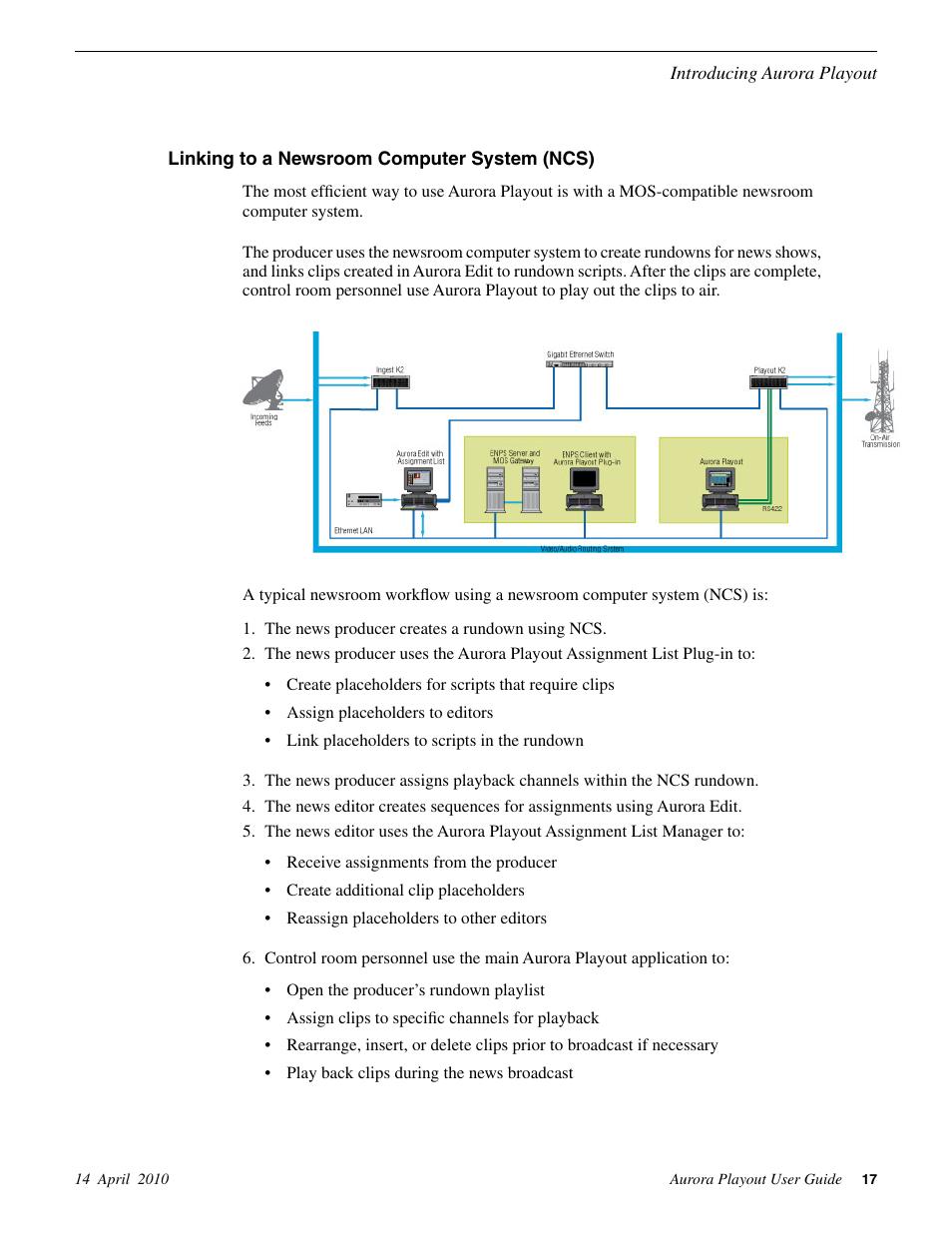 Linking to a newsroom computer system (ncs) | Grass Valley Aurora Playout v.7.0 User Manual | Page 17 / 224