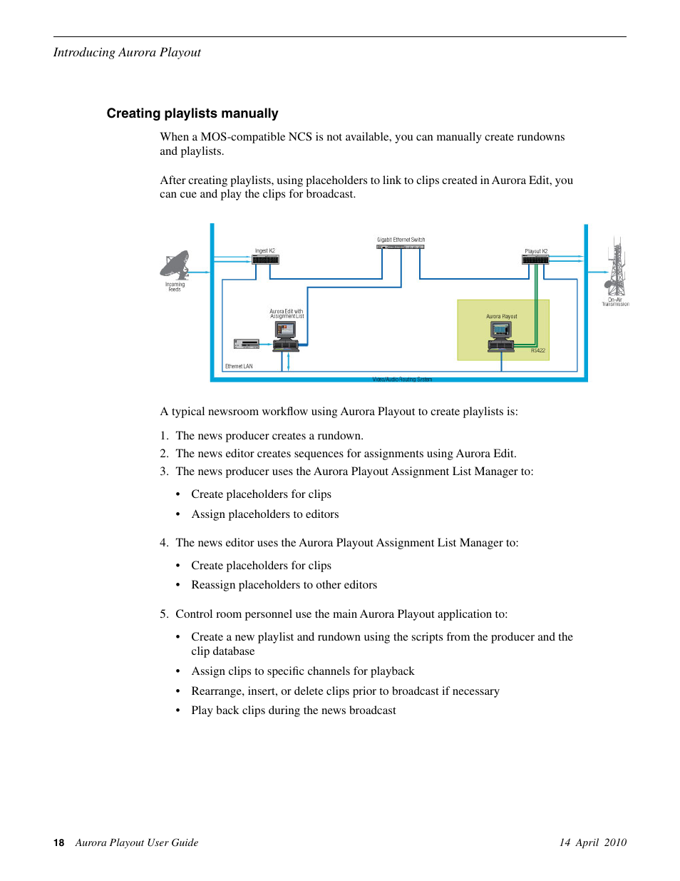 Creating playlists manually | Grass Valley Aurora Playout v.7.0 User Manual | Page 18 / 224