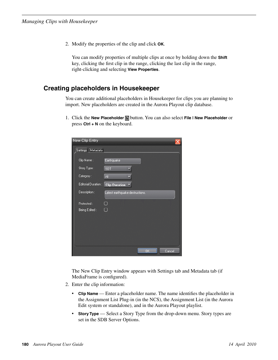 Creating placeholders in housekeeper | Grass Valley Aurora Playout v.7.0 User Manual | Page 180 / 224