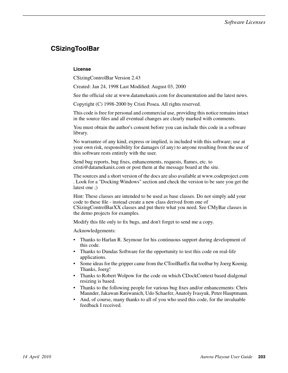 Csizingtoolbar | Grass Valley Aurora Playout v.7.0 User Manual | Page 203 / 224