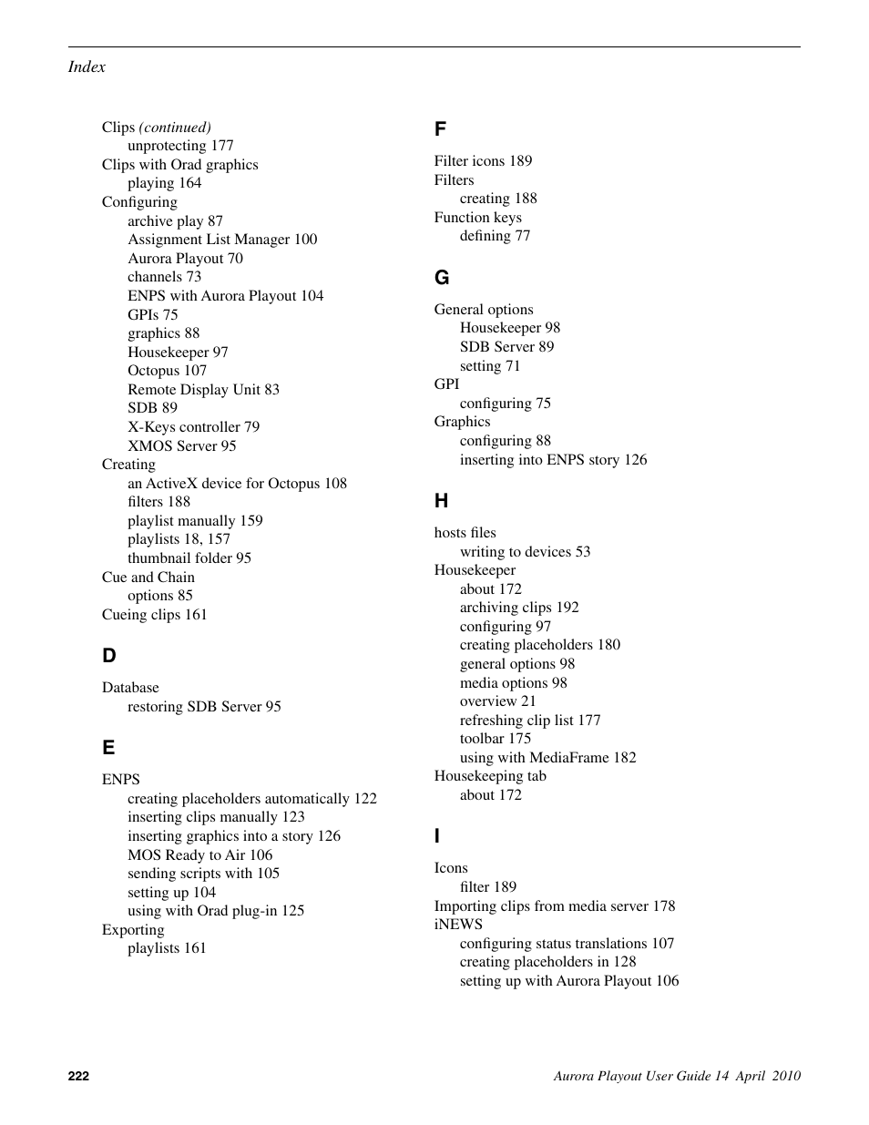 Grass Valley Aurora Playout v.7.0 User Manual | Page 222 / 224