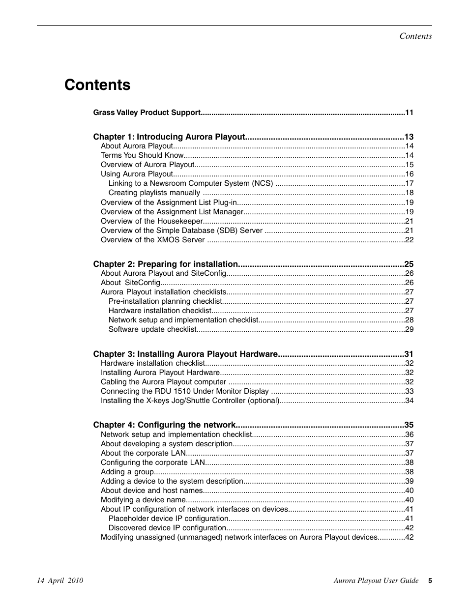 Grass Valley Aurora Playout v.7.0 User Manual | Page 5 / 224