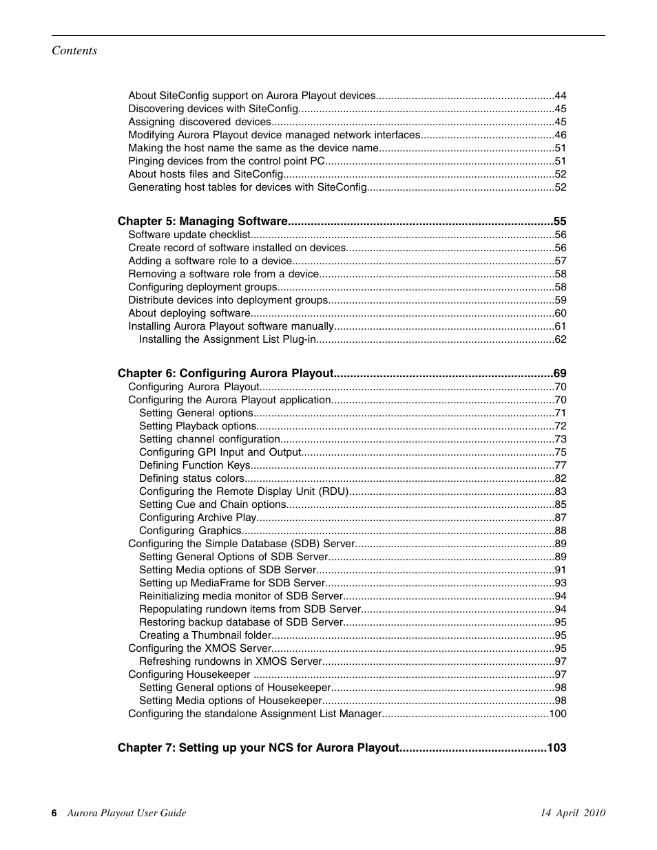 Grass Valley Aurora Playout v.7.0 User Manual | Page 6 / 224