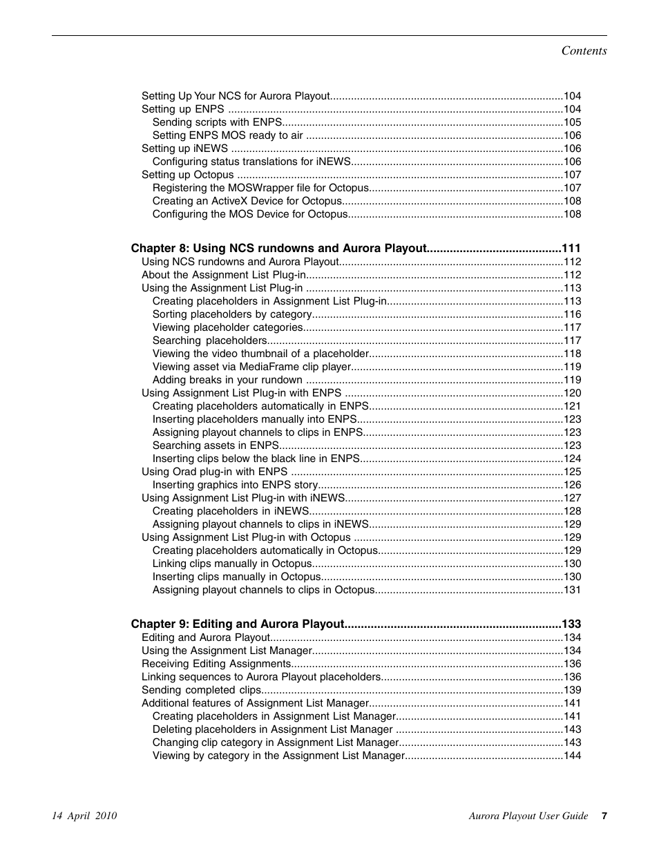 Grass Valley Aurora Playout v.7.0 User Manual | Page 7 / 224