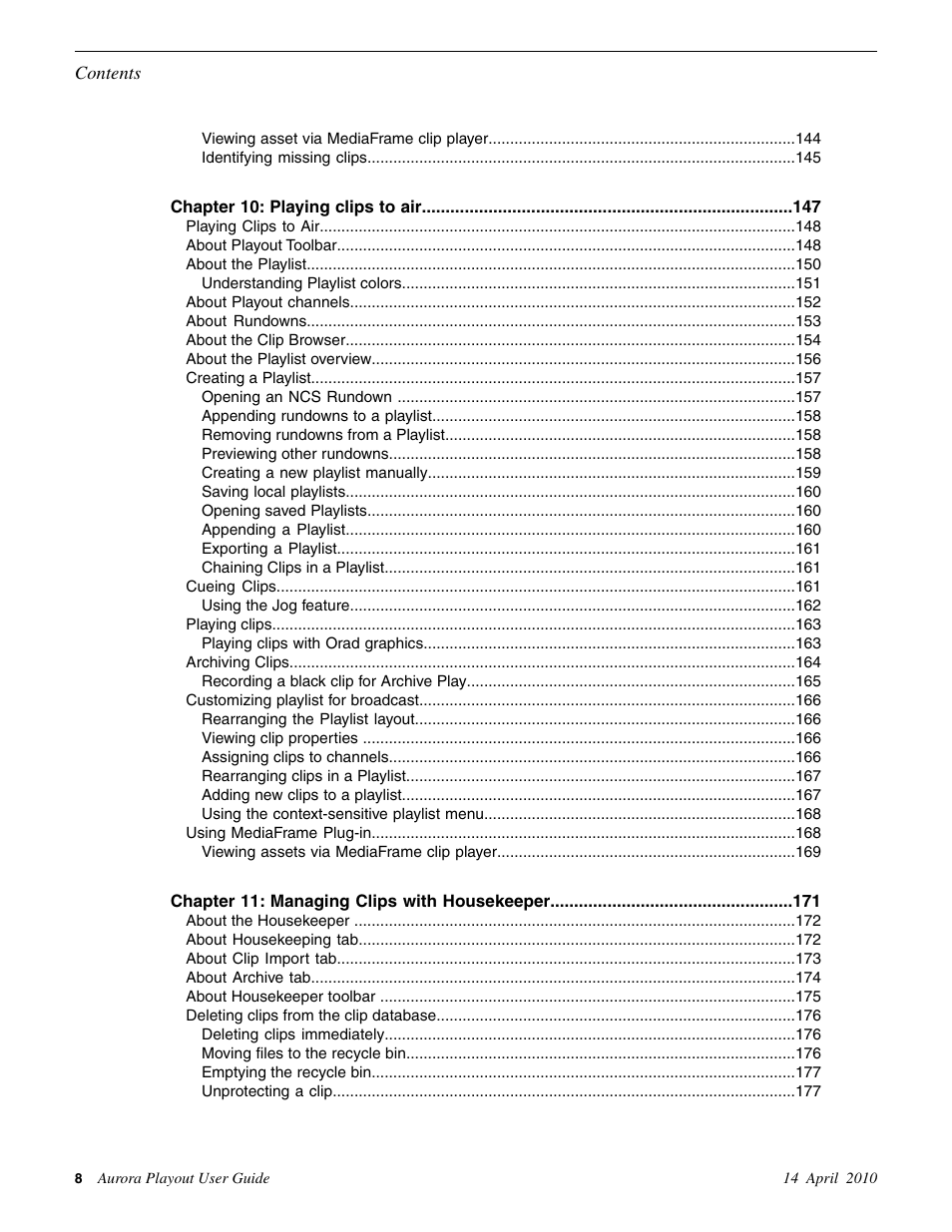 Grass Valley Aurora Playout v.7.0 User Manual | Page 8 / 224