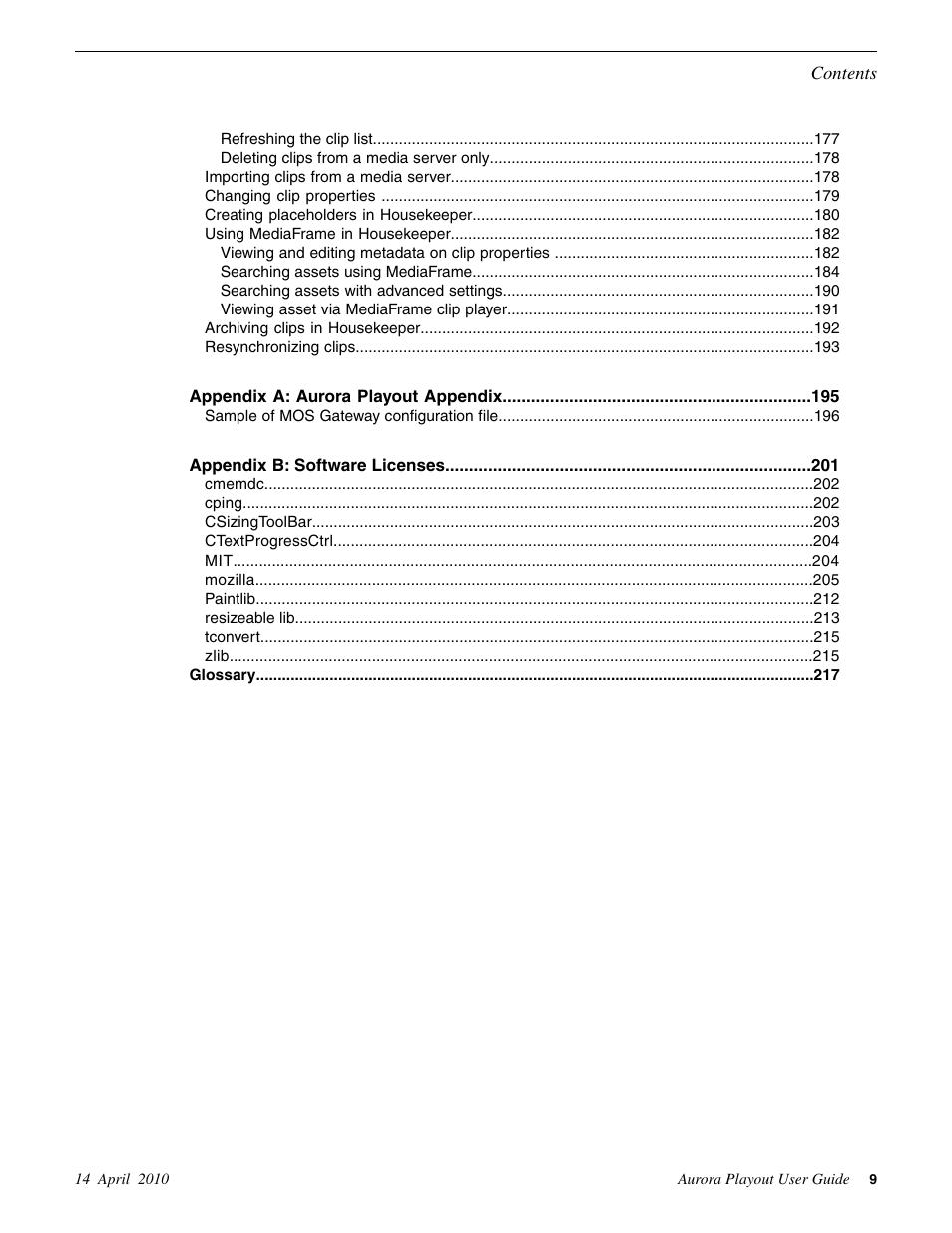 Grass Valley Aurora Playout v.7.0 User Manual | Page 9 / 224