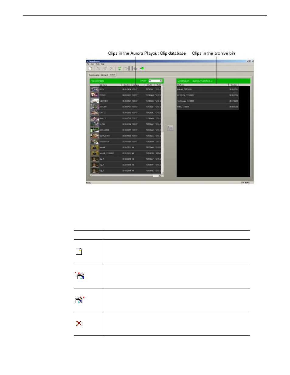 About housekeeper toolbar | Grass Valley Aurora Playout v.6.5 User Manual | Page 135 / 184