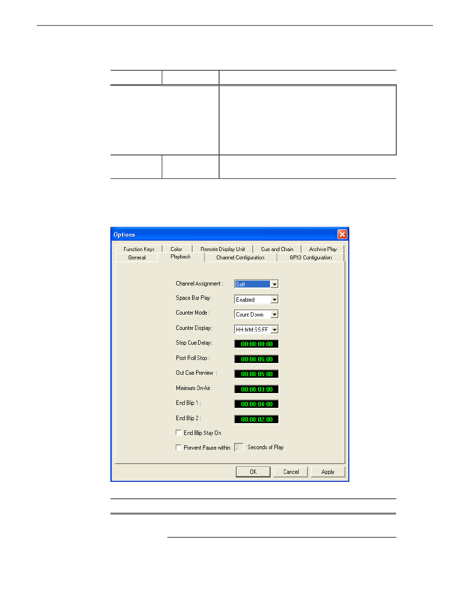 Setting playback options | Grass Valley Aurora Playout v.6.5 User Manual | Page 44 / 184