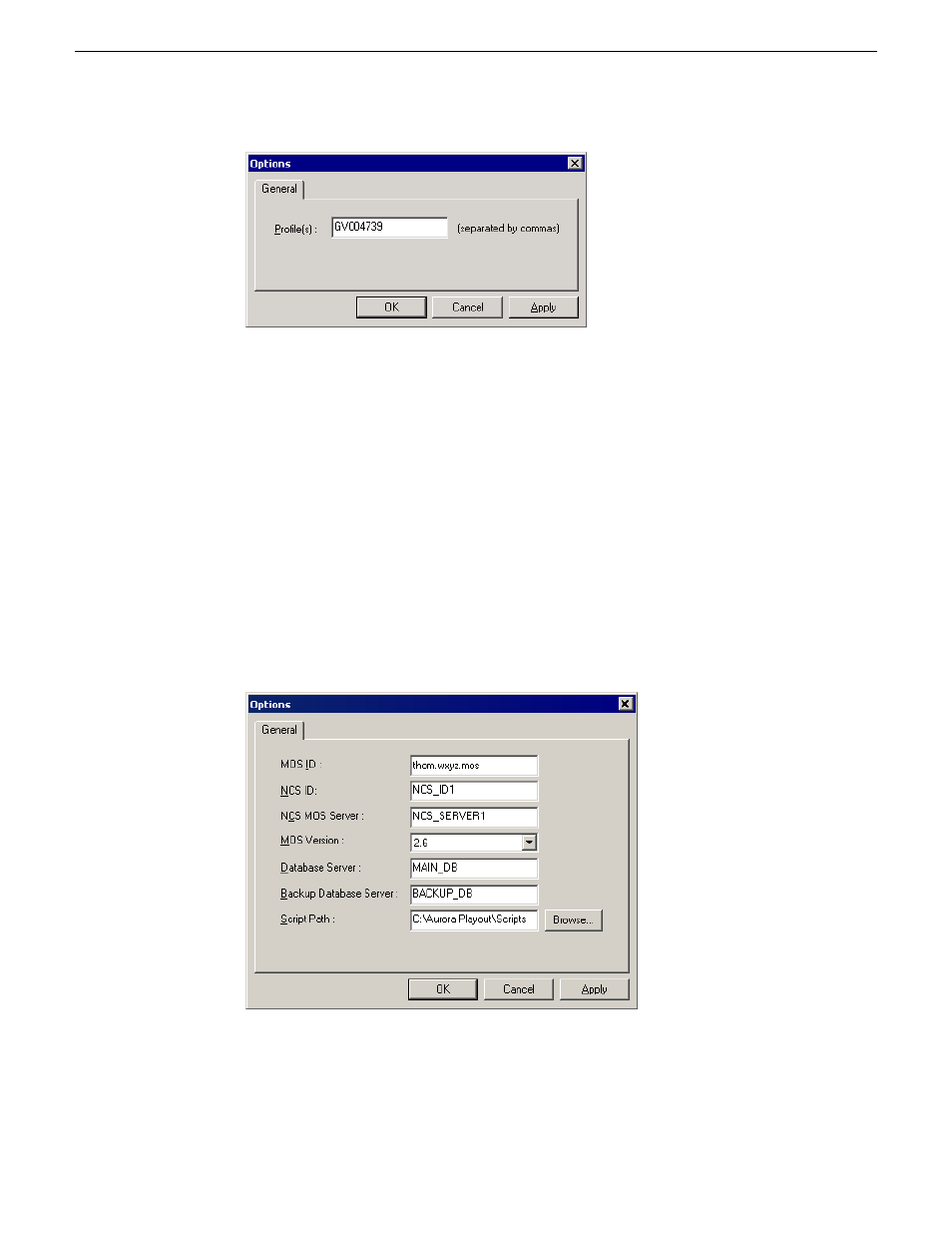 Configuring the xmos server | Grass Valley Aurora Playout v.6.5 User Manual | Page 66 / 184