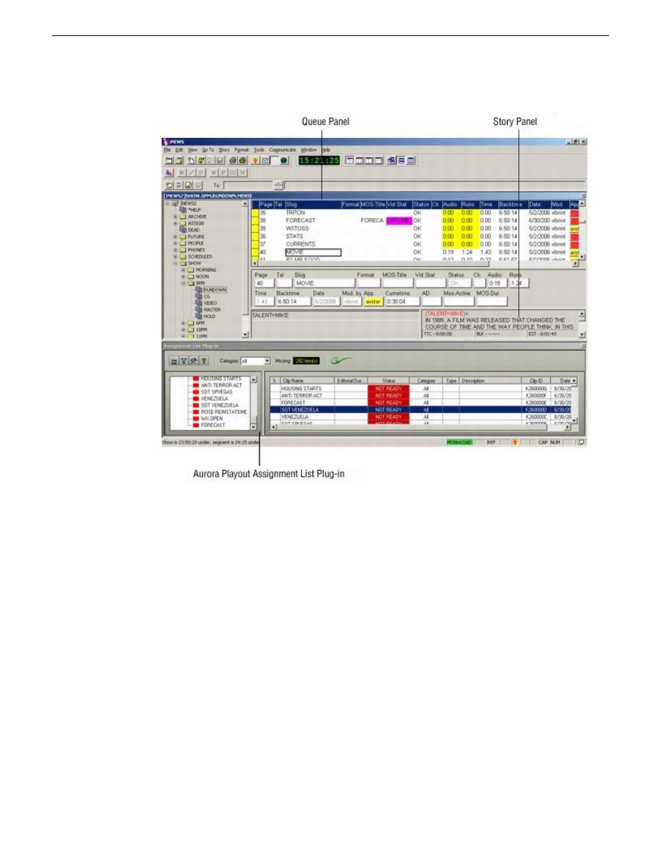 Creating placeholders in inews | Grass Valley Aurora Playout v.6.5 User Manual | Page 86 / 184