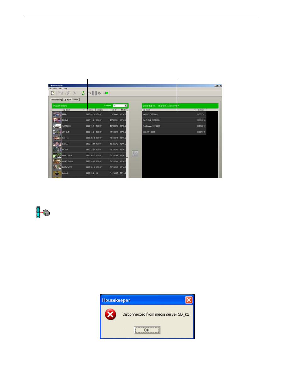 Archiving clips, Resynchronizing clips, Archiving clips resynchronizing clips | Grass Valley Aurora Playout v.6.3 User Manual | Page 120 / 130