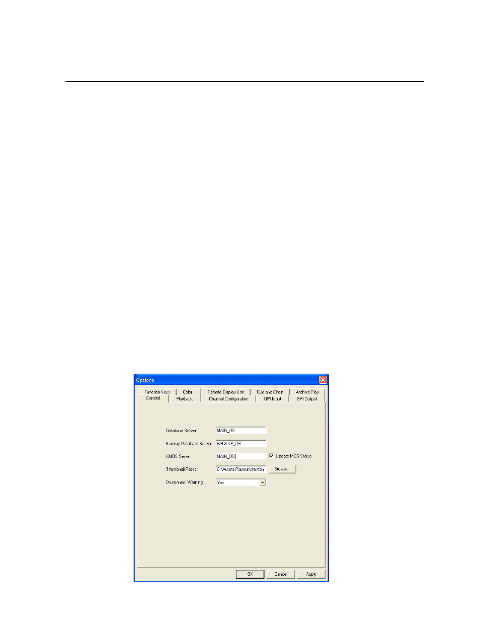 Configuring aurora playout, Configuring the aurora playout application, Chapter 4 | Grass Valley Aurora Playout v.6.3 User Manual | Page 41 / 130