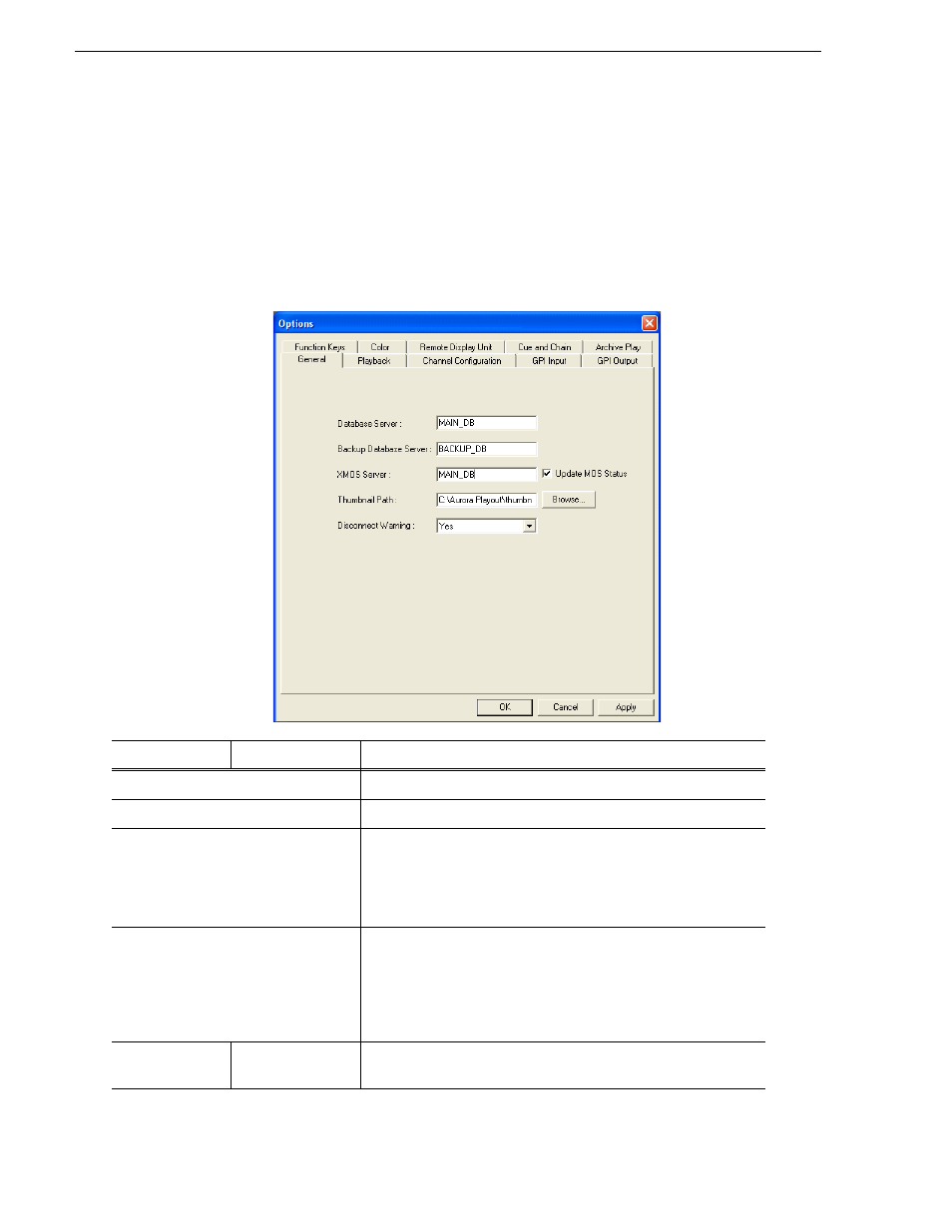 Setting general options | Grass Valley Aurora Playout v.6.3 User Manual | Page 42 / 130