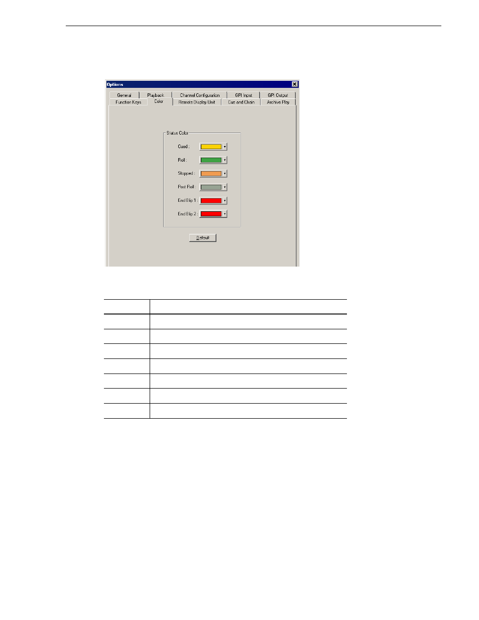Defining status colors | Grass Valley Aurora Playout v.6.3 User Manual | Page 53 / 130