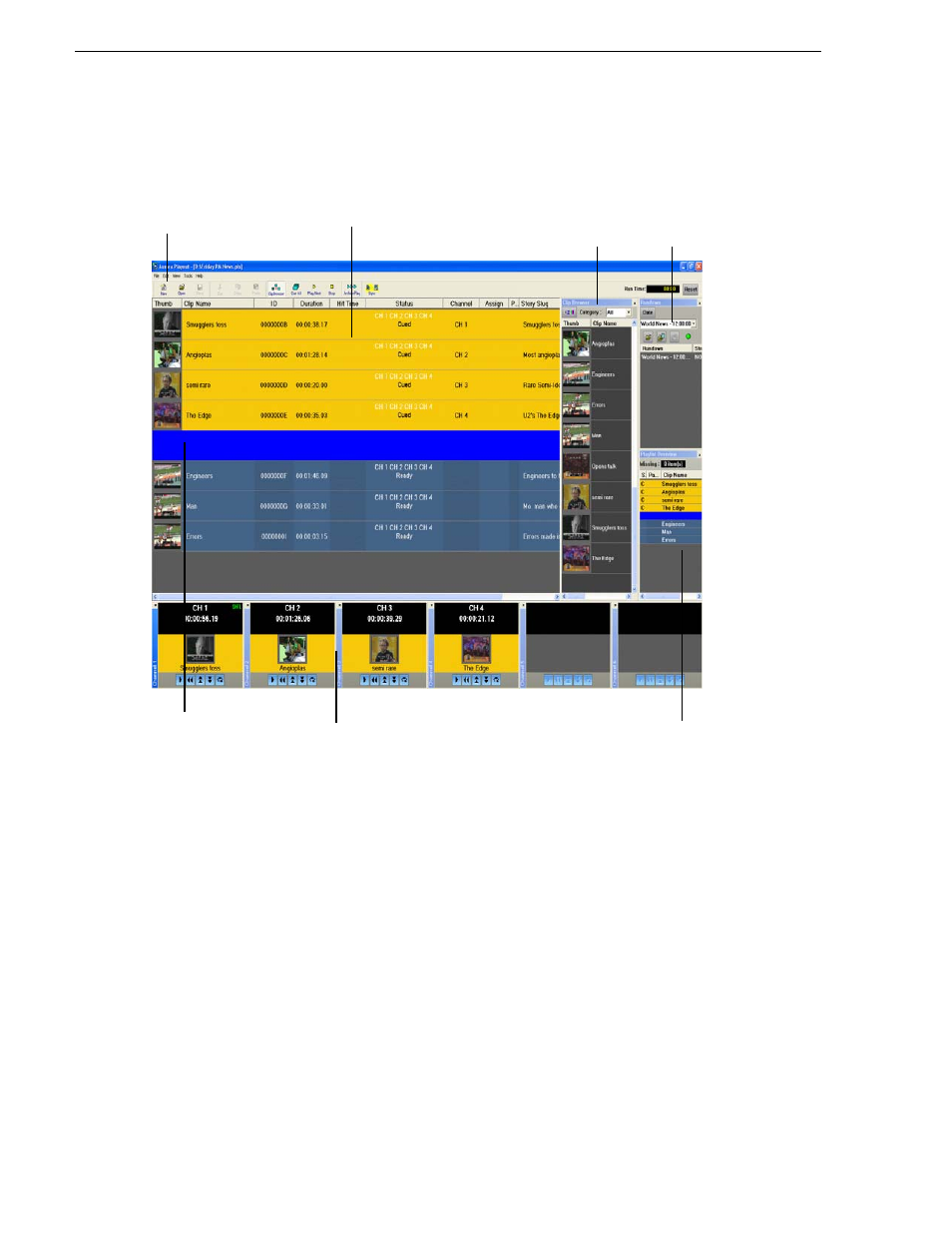 Tour of the aurora playout application | Grass Valley Aurora Playout v.6.3 User Manual | Page 92 / 130