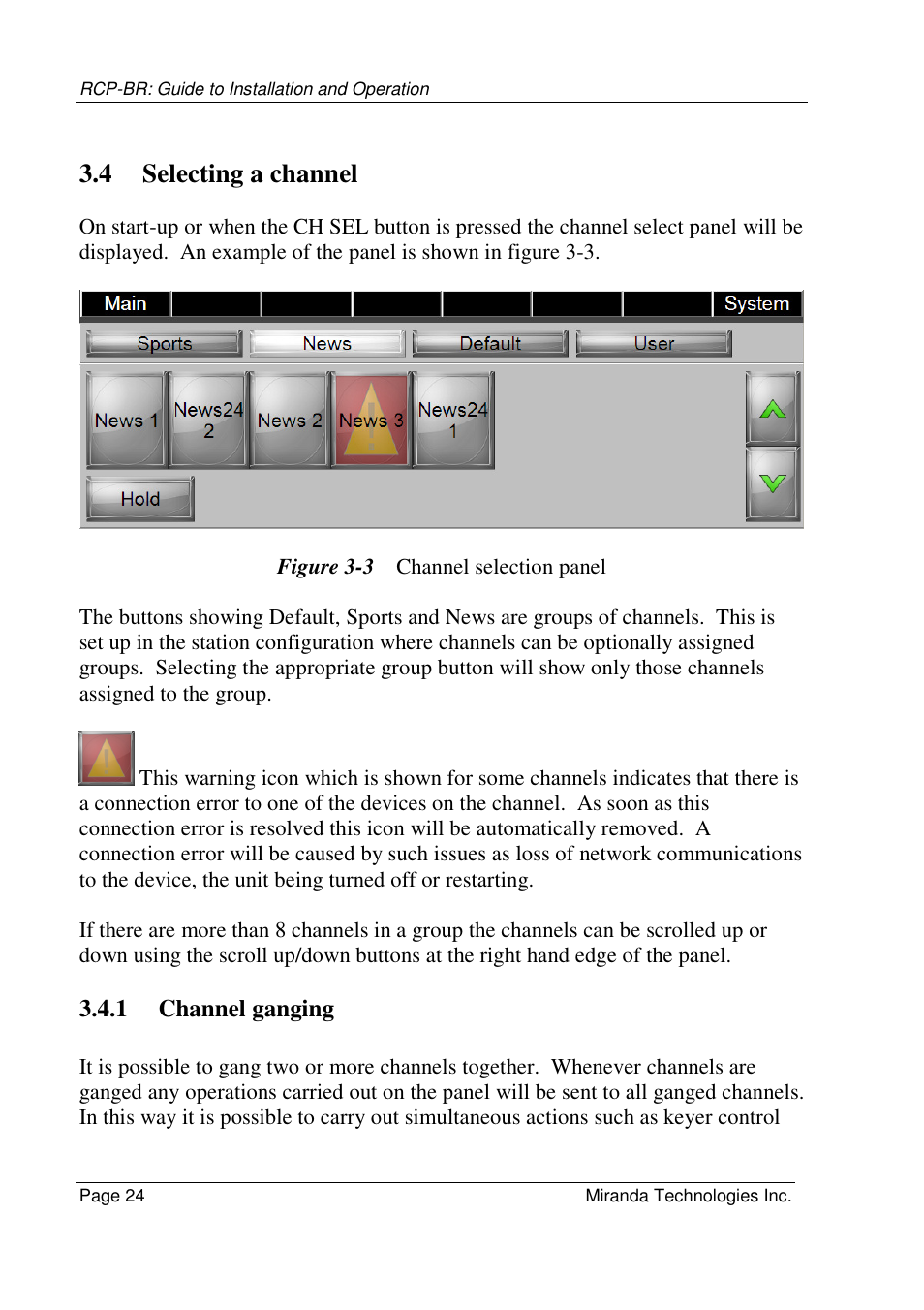 4 selecting a channel | Grass Valley Branding Panel User Manual | Page 32 / 87