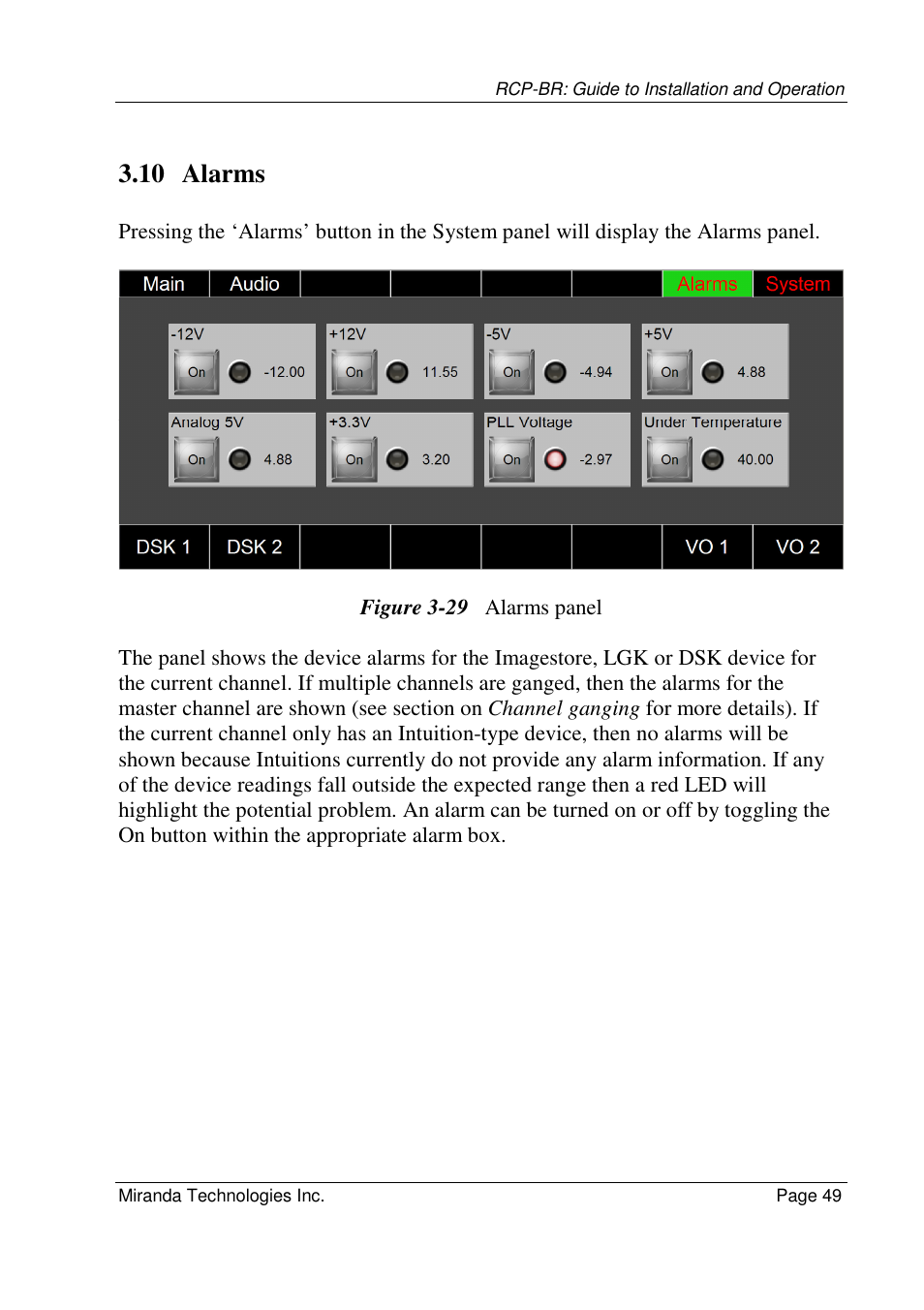 10 alarms | Grass Valley Branding Panel User Manual | Page 57 / 87