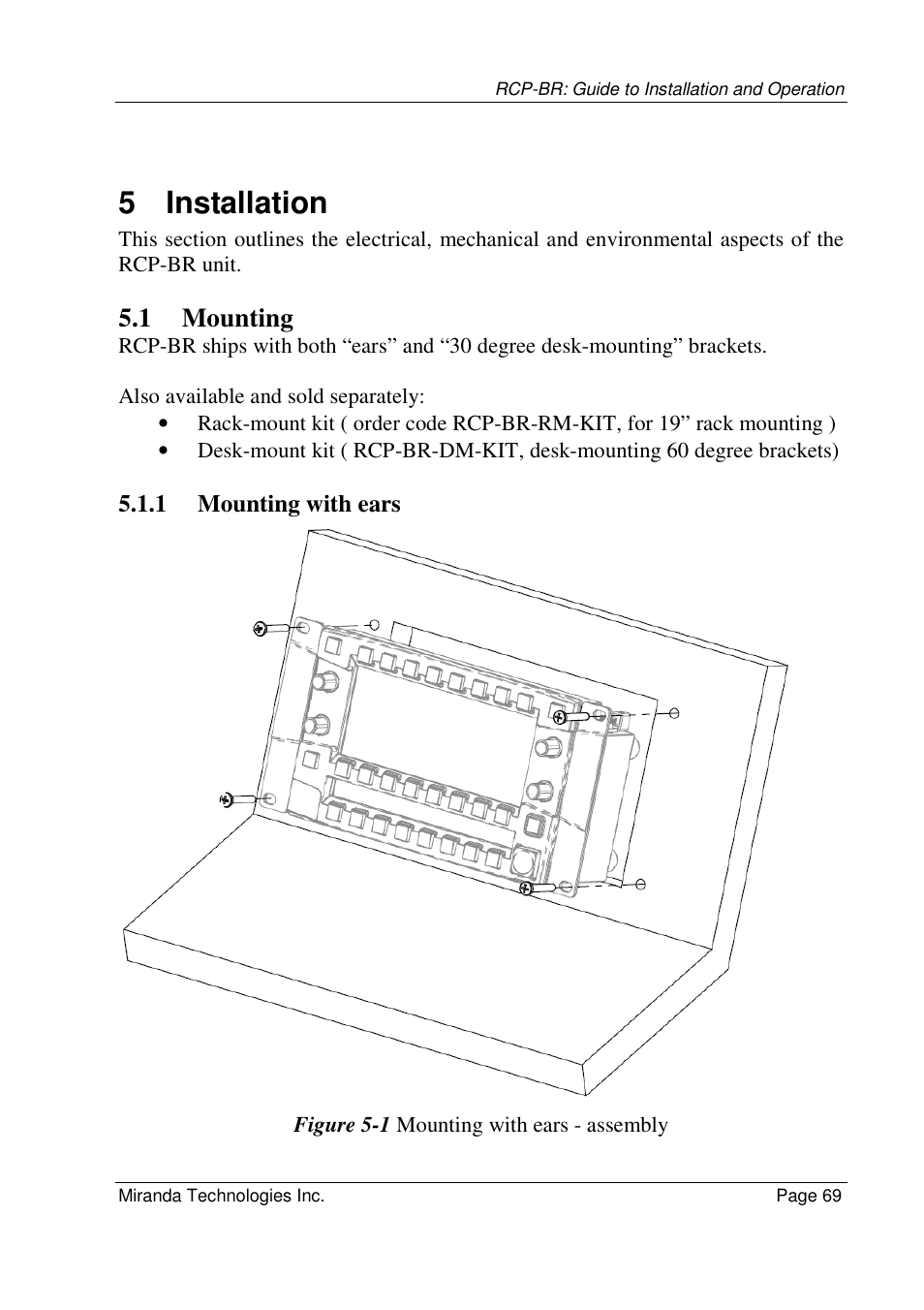 5 installation, 1 mounting | Grass Valley Branding Panel User Manual | Page 77 / 87