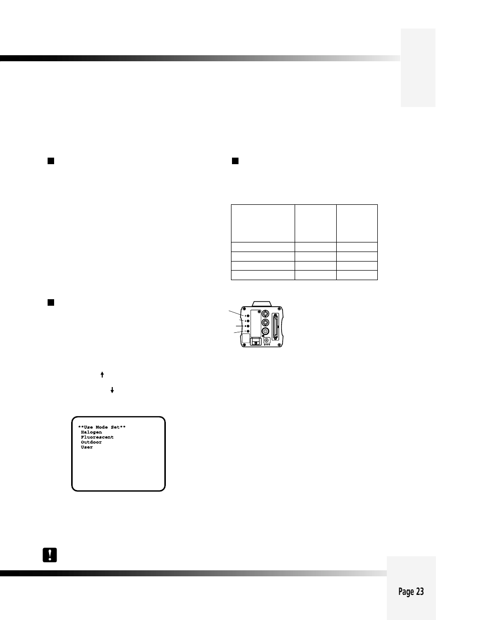 Appendix h: on-screen camera menus, Page 23, Use mode setting | Setting by camera, Ccd digital camera, Setting by rcu (rcb) or hybrid control panel, Operation mode, Camera rcu (rcb) hybrid control panel | Grass Valley 3-CCD CameraMan Rev A User Manual | Page 26 / 33