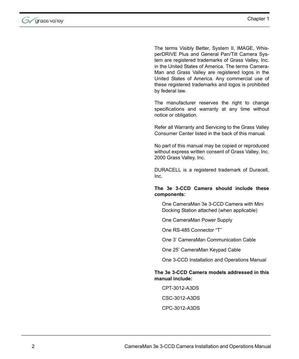 Grass Valley 3e CameraMan User Manual | Page 10 / 58