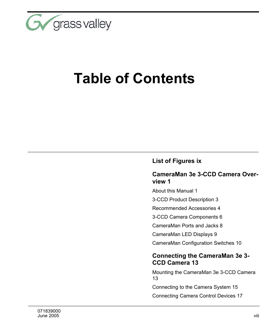 Grass Valley 3e CameraMan User Manual | Page 3 / 58