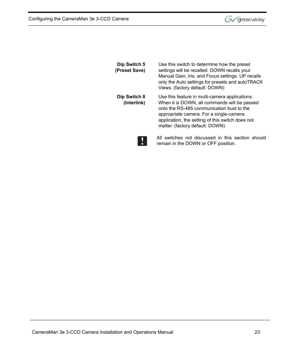 Grass Valley 3e CameraMan User Manual | Page 31 / 58