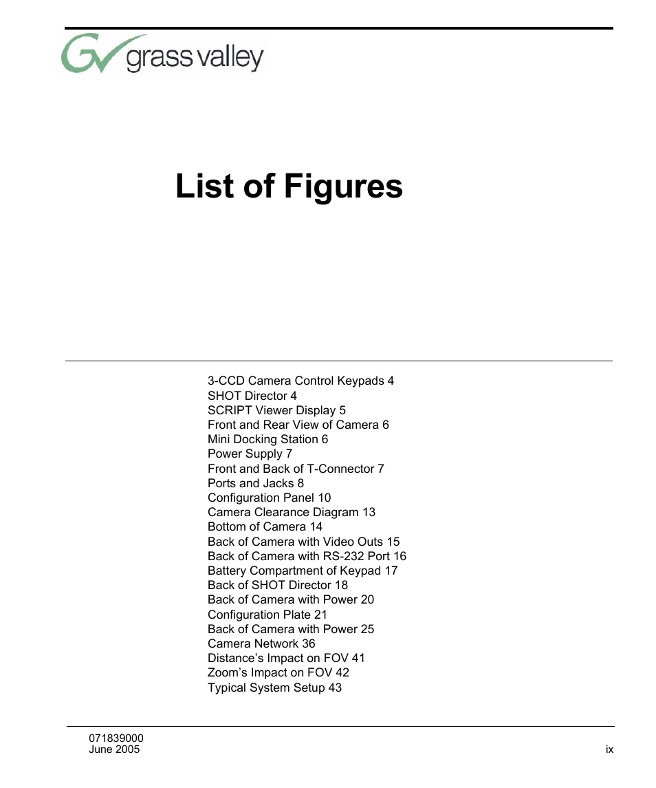 List of figures, List of figures ix | Grass Valley 3e CameraMan User Manual | Page 7 / 58