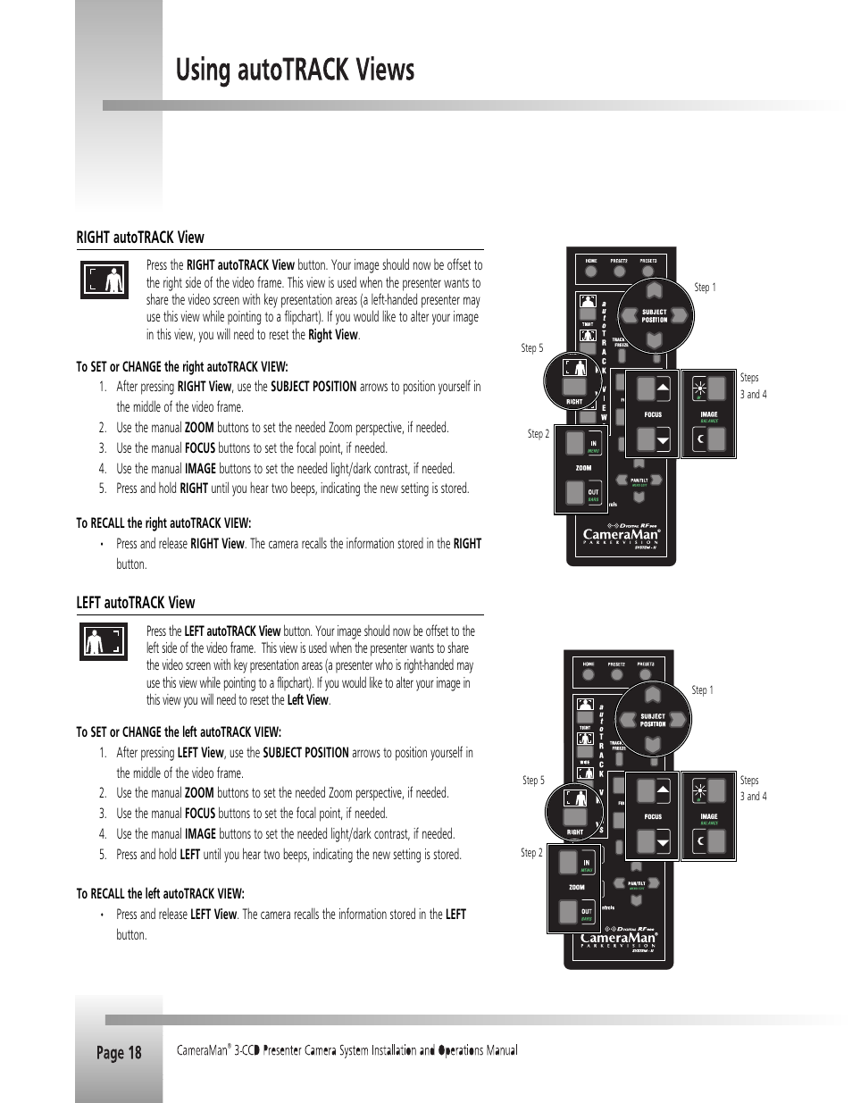 Right autotrack view, Left autotrack view | Grass Valley 3-CCD CameraMan Rev.B User Manual | Page 21 / 35