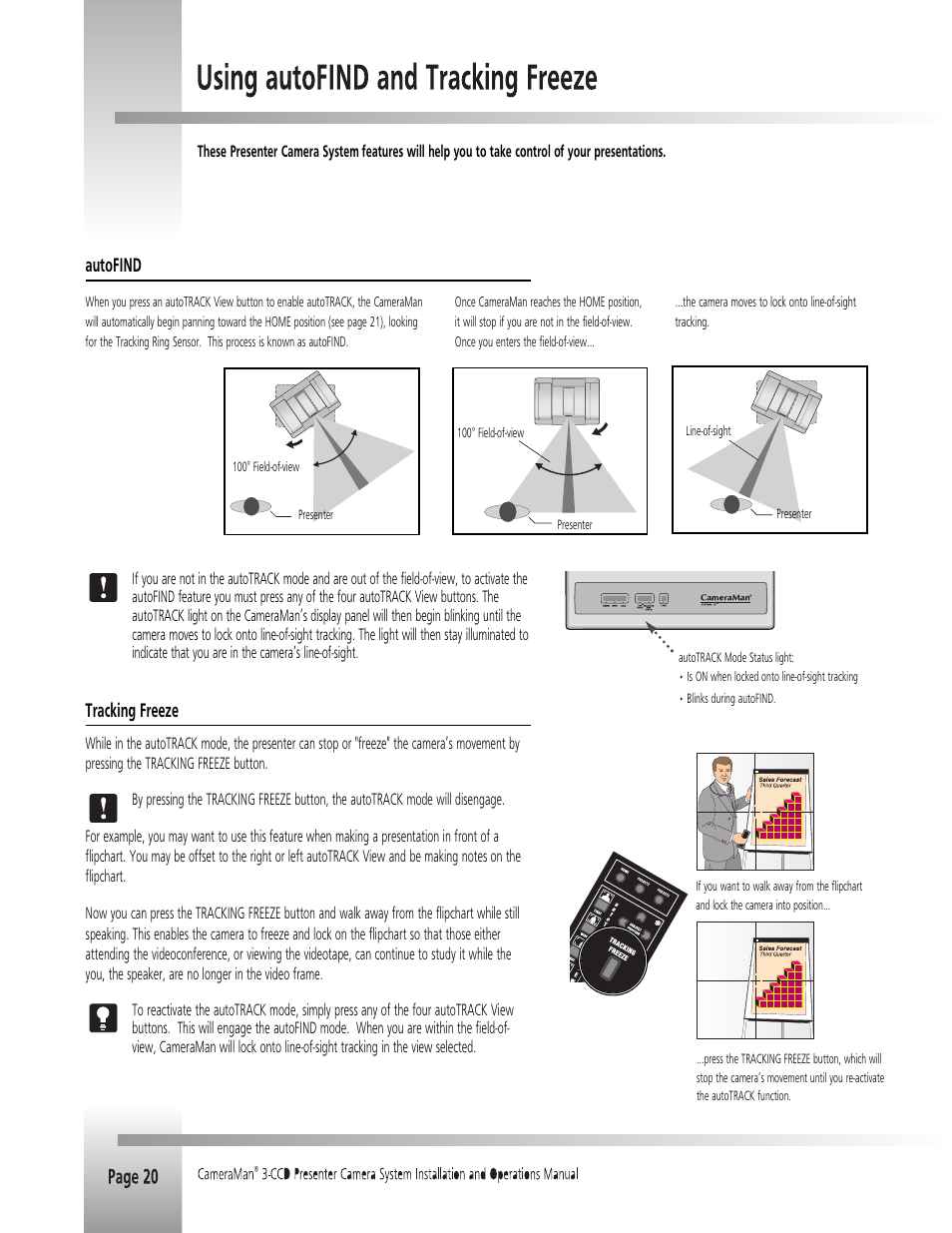Tracking freeze, Autofind | Grass Valley 3-CCD CameraMan Rev.B User Manual | Page 23 / 35