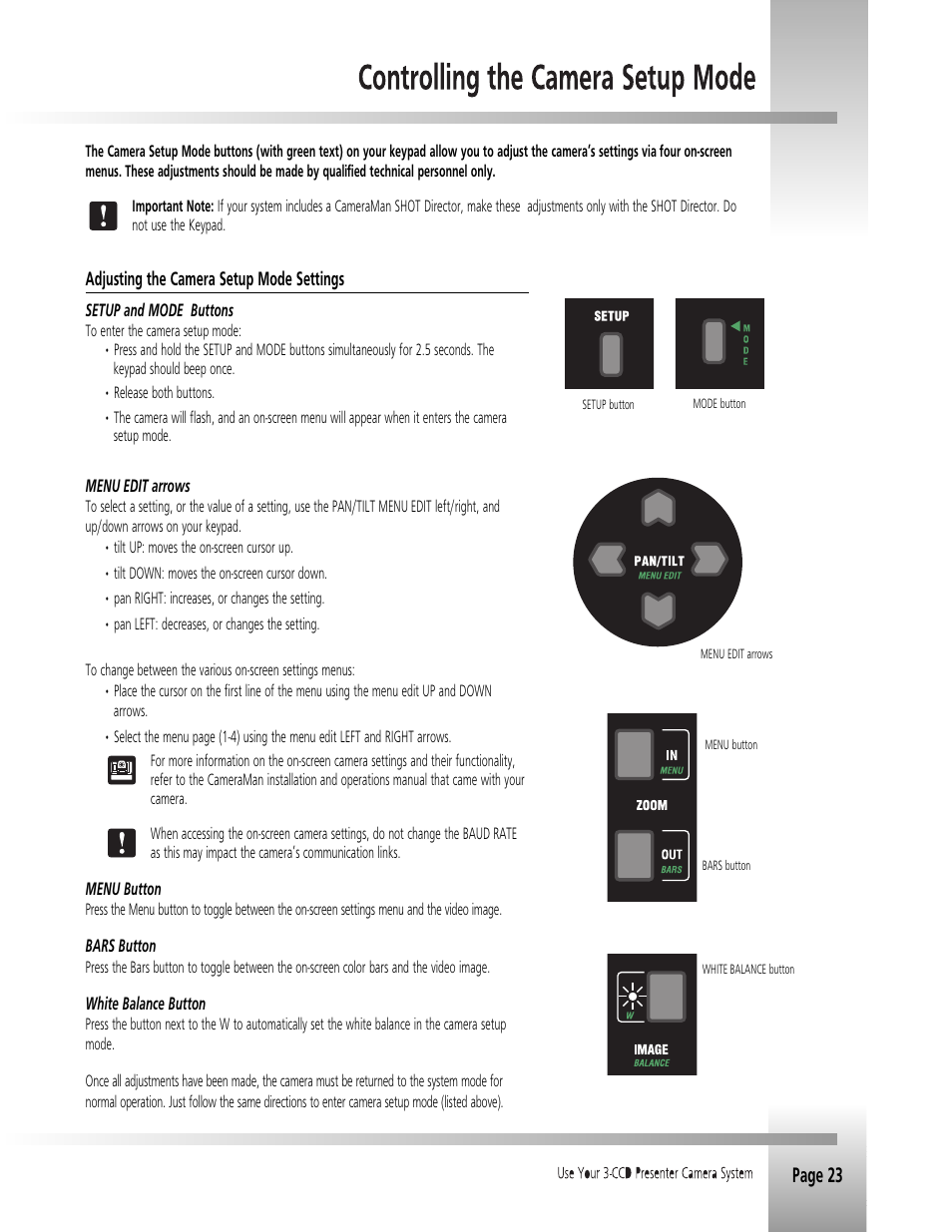 Page 23 | Grass Valley 3-CCD CameraMan Rev.B User Manual | Page 26 / 35