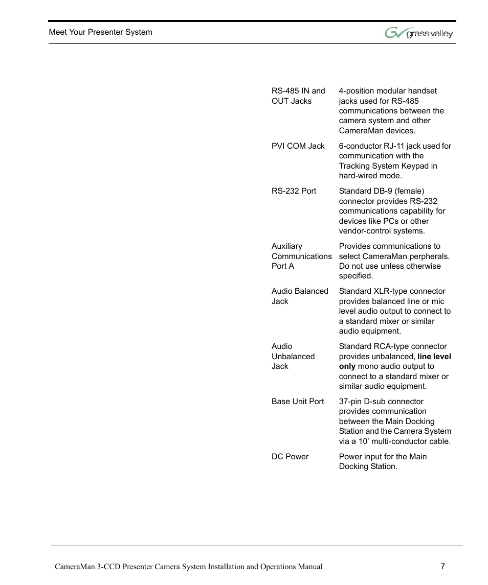 Grass Valley 3-CCD CameraMan Rev.C User Manual | Page 13 / 70