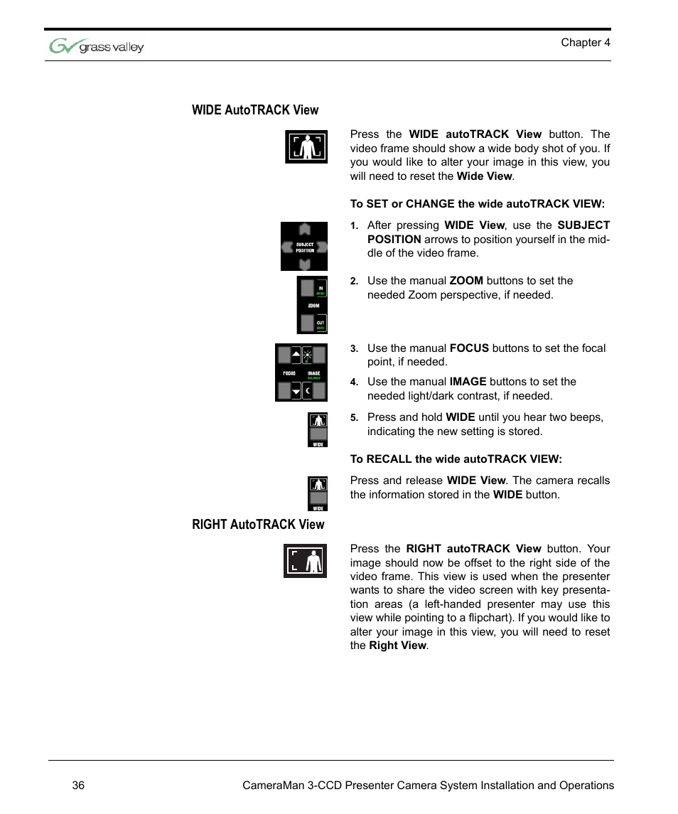 Wide autotrack view, Right autotrack view | Grass Valley 3-CCD CameraMan Rev.C User Manual | Page 42 / 70