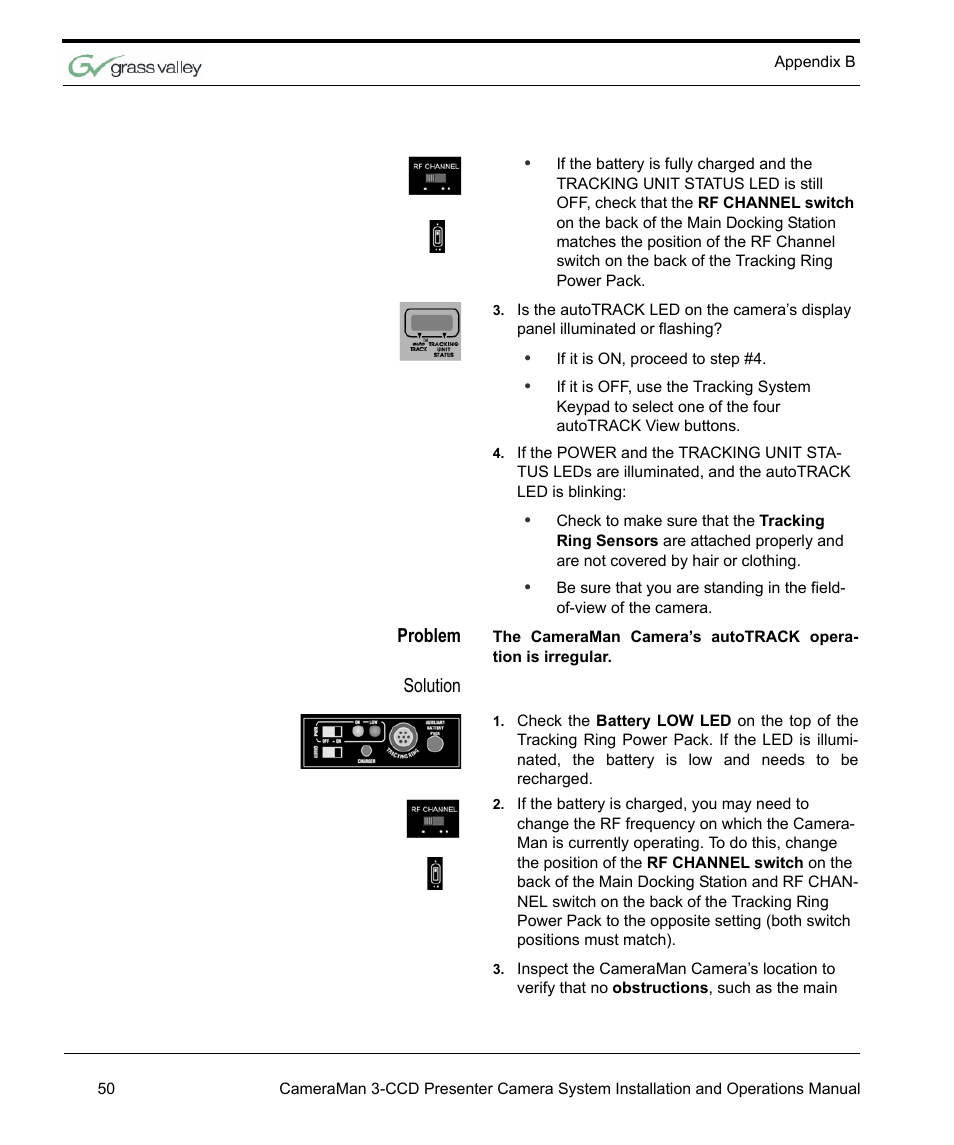 Problem, Solution | Grass Valley 3-CCD CameraMan Rev.C User Manual | Page 56 / 70