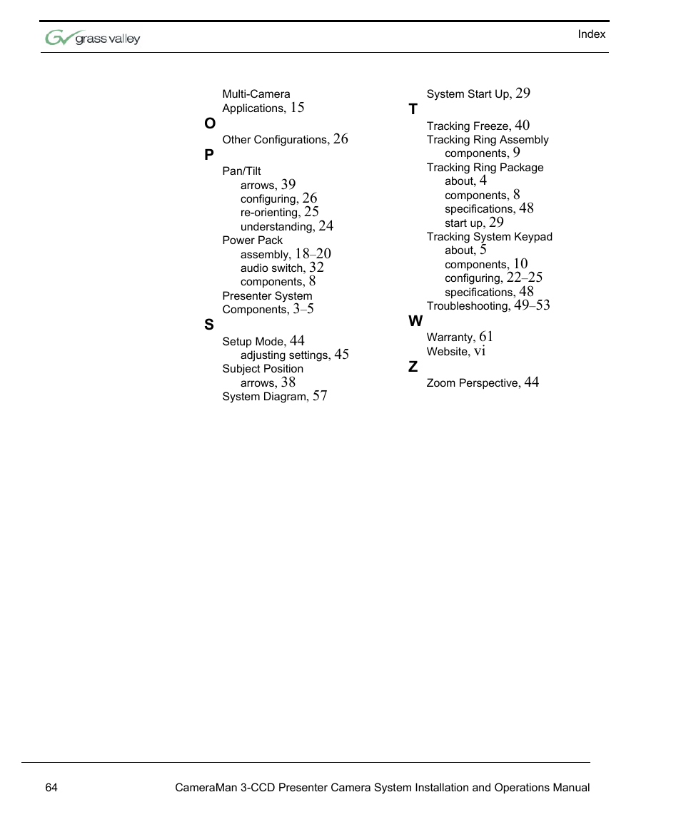 Grass Valley 3-CCD CameraMan Rev.C User Manual | Page 70 / 70