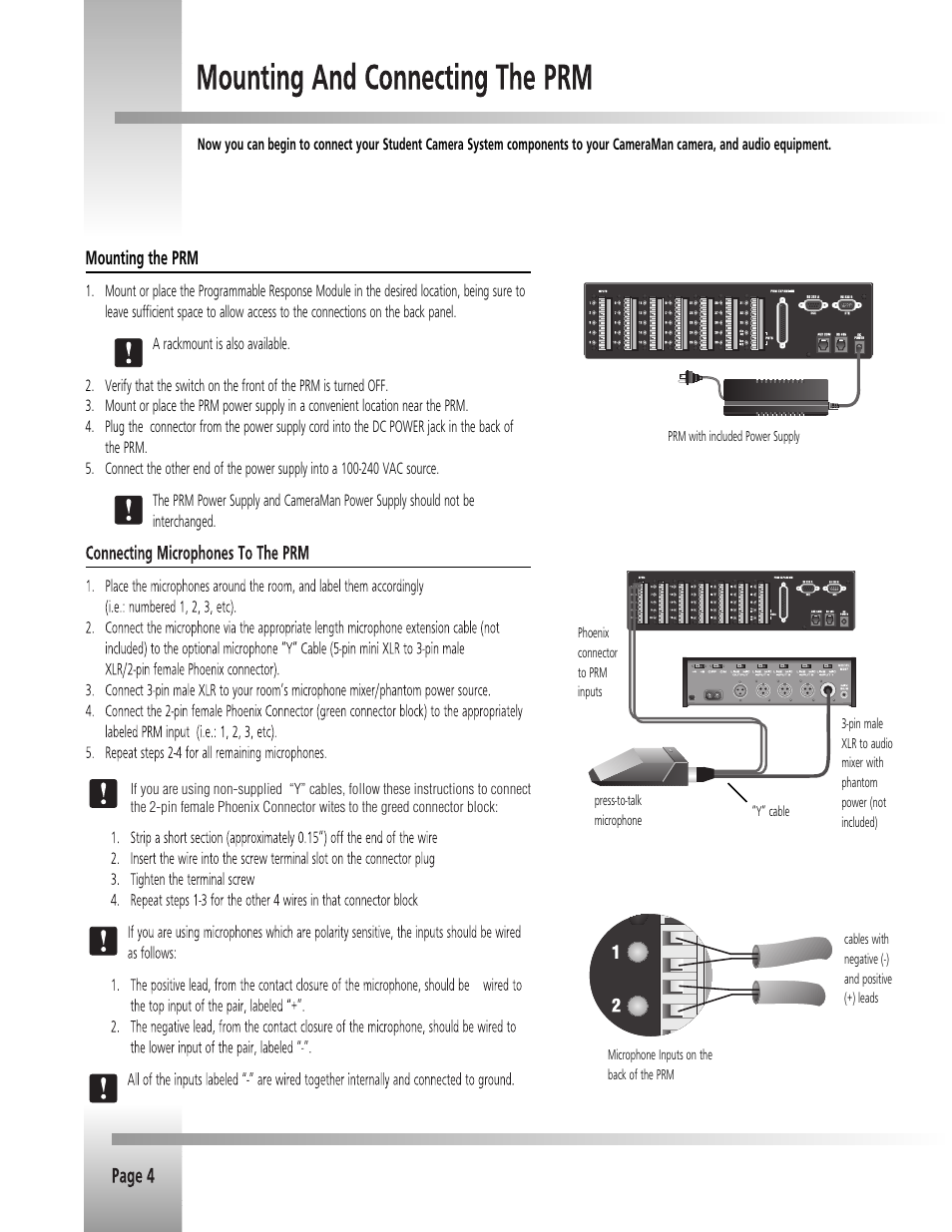 Mounting the prm | Grass Valley 3e Student CameraMan Rev.B User Manual | Page 7 / 17