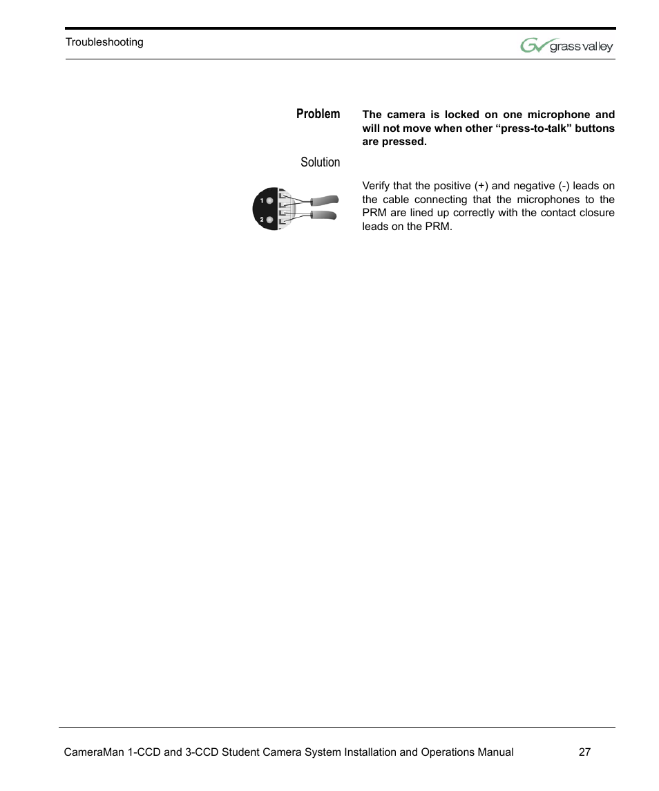 Problem, Solution | Grass Valley 3e Student CameraMan User Manual | Page 33 / 42