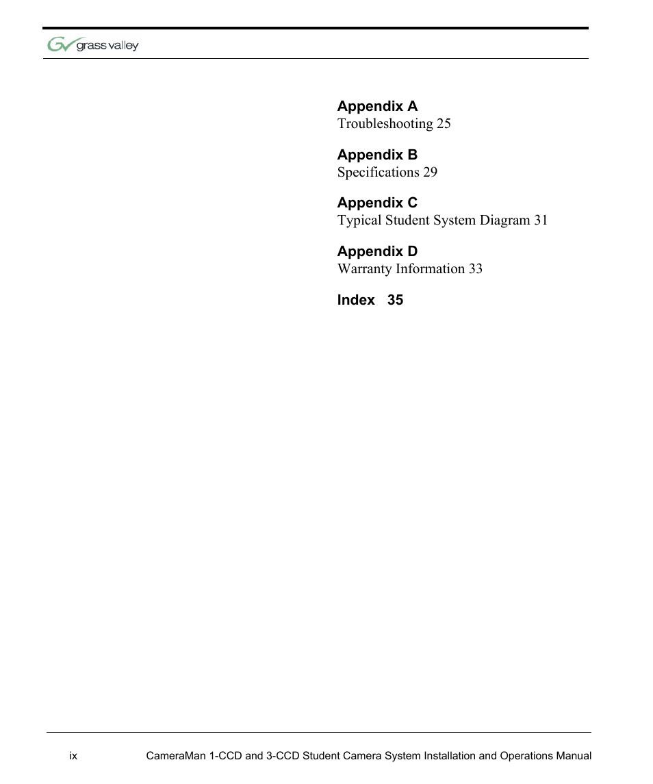 Grass Valley 3e Student CameraMan User Manual | Page 4 / 42