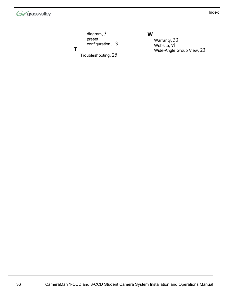 Grass Valley 3e Student CameraMan User Manual | Page 42 / 42