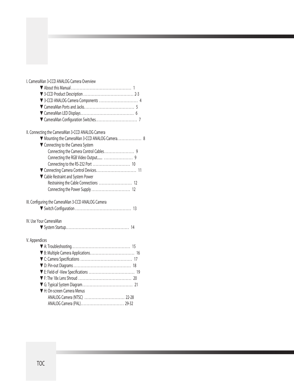 Grass Valley 3-CCD ANALOG CameraMan Rev.D1 User Manual | Page 3 / 36