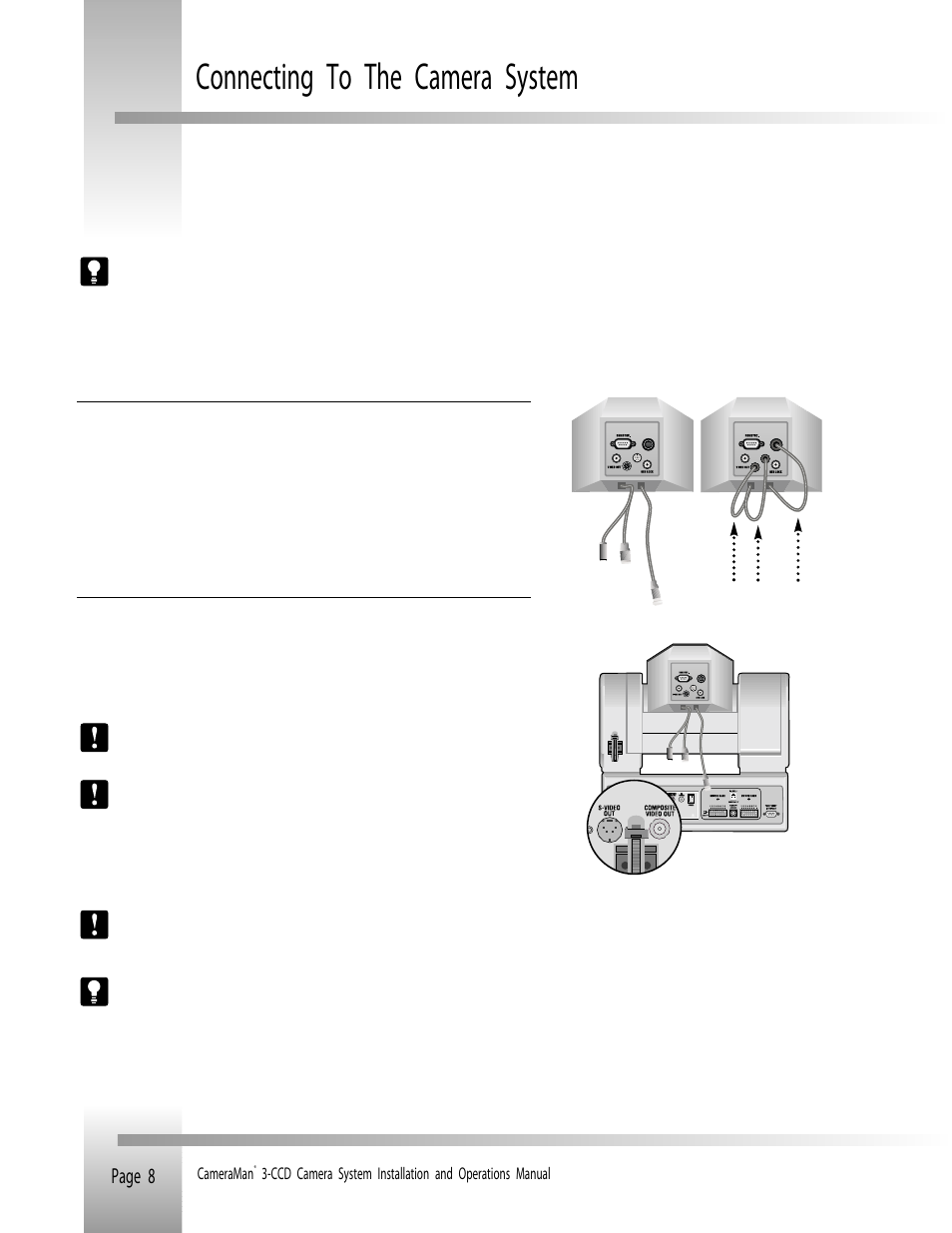 Connecting to the camera system, Page 8 | Grass Valley 3-CCD ANALOG CameraMan Rev.B User Manual | Page 11 / 28