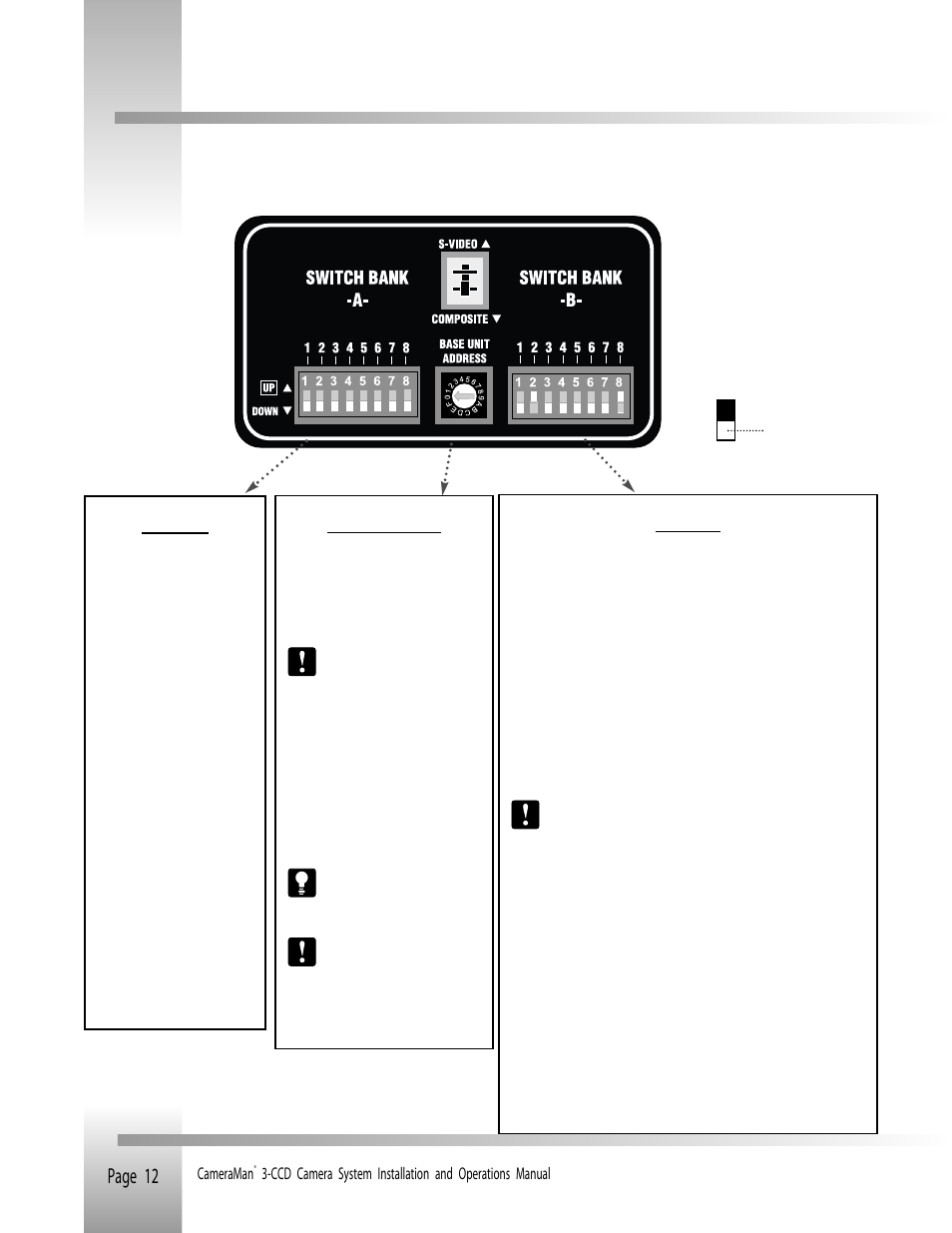 Switch configuration, Page 12 | Grass Valley 3-CCD ANALOG CameraMan Rev.B User Manual | Page 15 / 28