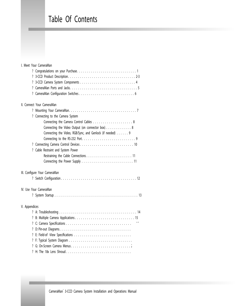 Grass Valley 3-CCD ANALOG CameraMan Rev.B User Manual | Page 3 / 28