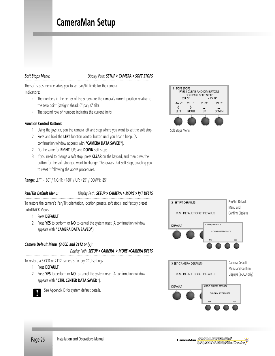 Cameraman setup, Page 26 | Grass Valley CONTROL Center CameraMan Rev.B User Manual | Page 29 / 52