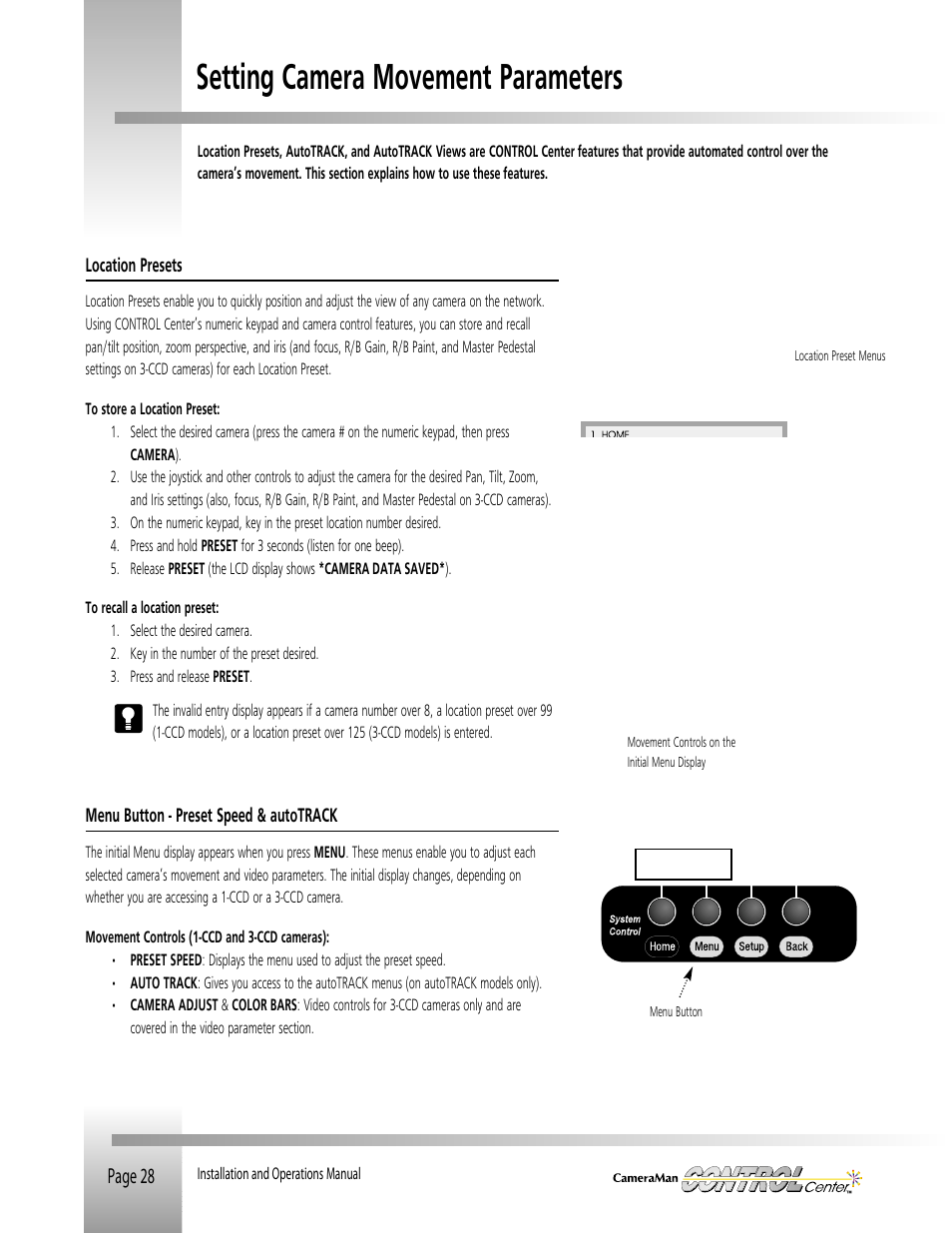 Setting camera movement parameters | Grass Valley CONTROL Center CameraMan Rev.B User Manual | Page 31 / 52